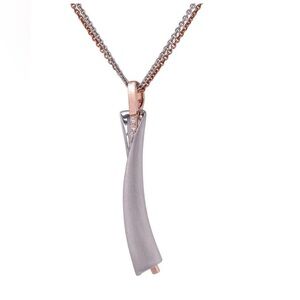 Breuning Sterling Silver Rose Gold Plated Sapphire Pendant Necklace 18”